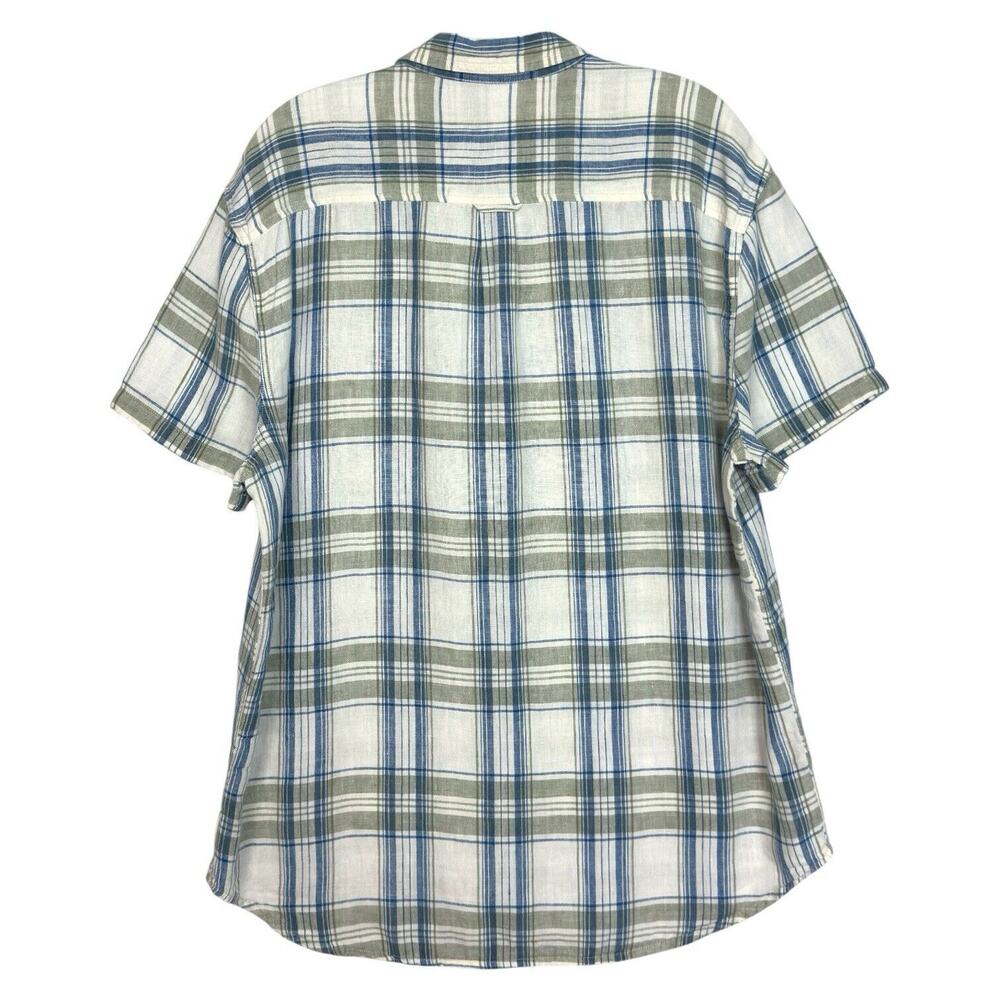 Lucky Brand Men’s Linen Shirt Plaid Short Sleeve Button Up XL - Picture 2 of 13